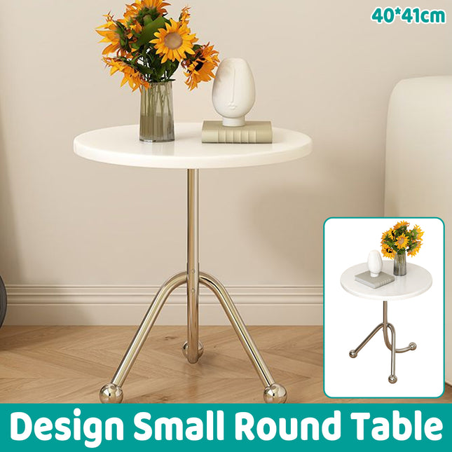 Stainless Steel Living Room Round Side Table Sturdy Construction Space Saving