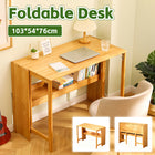 Foldable Student Desk Computer Table Space Saving Bamboo for Bedroom Study Use