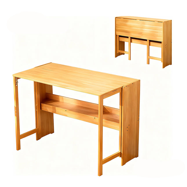 Foldable Student Desk Computer Table Space Saving Bamboo for Bedroom Study Use