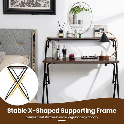 Portable Folding Desk Table X-Shaped Stable Sturdy for Home Office Study Use