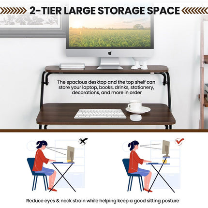 Portable Folding Desk Table X-Shaped Stable Sturdy for Home Office Study Use