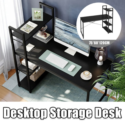 Minimalist Home Computer Desk With Shelves Study Workstation Office Gaming