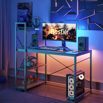 Minimalist Home Computer Desk With Shelves Study Workstation Office Gaming