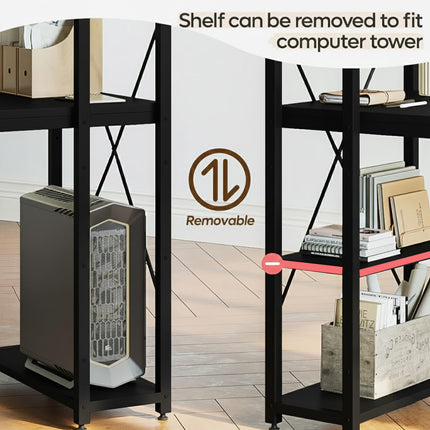 Minimalist Home Computer Desk With Shelves Study Workstation Office Gaming