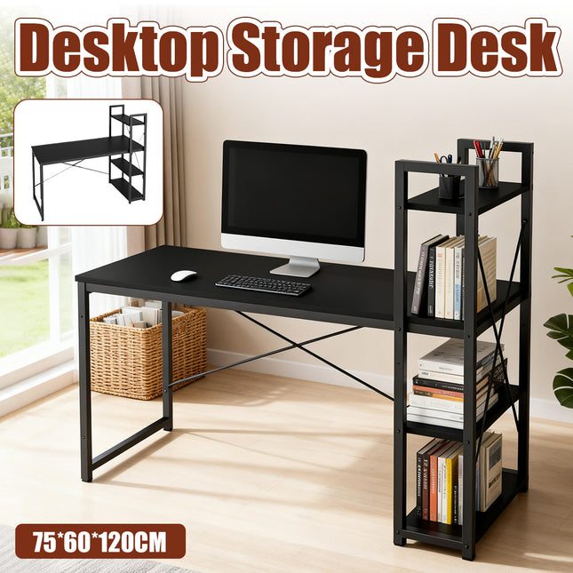 Minimalist Home Computer Desk With Shelves Study Workstation Office Gaming