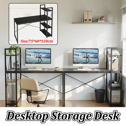 Minimalist Home Computer Desk With Shelves Study Workstation Office Gaming
