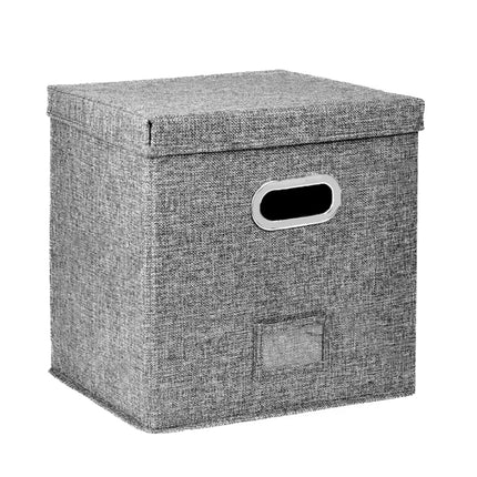 Linen Fabric Vinyl Record Storage Box Foldable With Lid Included Dustproof