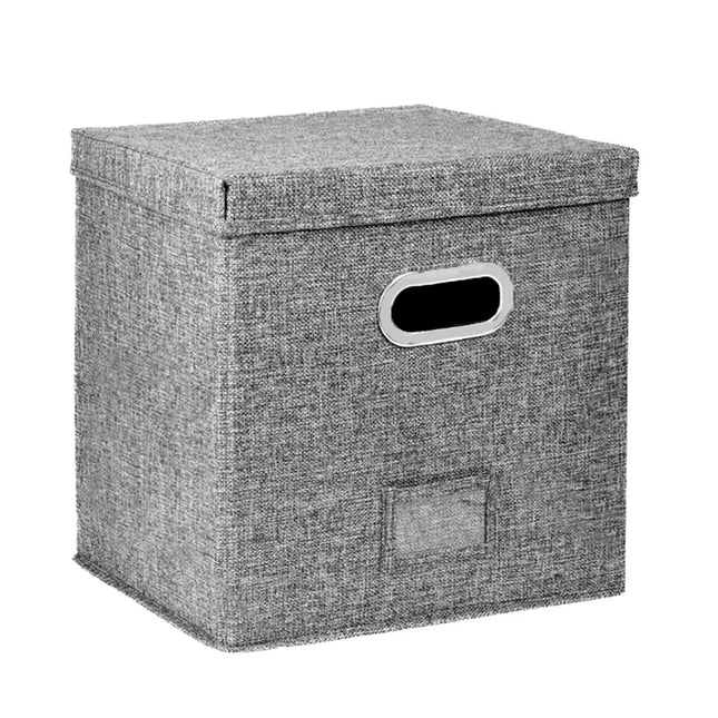 Linen Fabric Vinyl Record Storage Box Foldable With Lid Included Dustproof