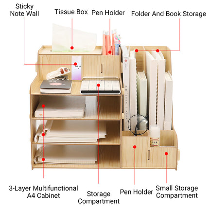 Wooden Desktop File Storage Rack for Office Home Document Paper Storage Sturdy