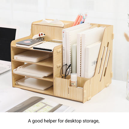 Wooden Desktop File Storage Rack for Office Home Document Paper Storage Sturdy