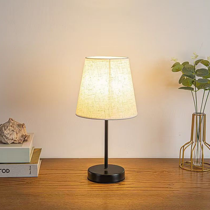LED Fabric Table Lamp Minimalist Night Light Soft Textile Shade Bedroom Lighting