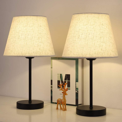 LED Fabric Table Lamp Minimalist Night Light Soft Textile Shade Bedroom Lighting