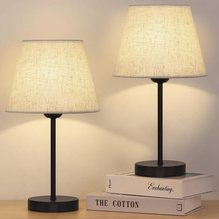 LED Fabric Table Lamp Minimalist Night Light Soft Textile Shade Bedroom Lighting