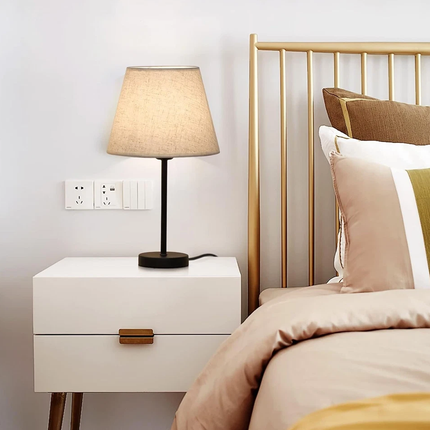 LED Fabric Table Lamp Minimalist Night Light Soft Textile Shade Bedroom Lighting