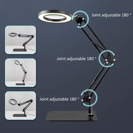 30X Magnifying Glass Desk Lamp LED Stepless Dim for Clock Repair Jewelry
