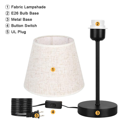 LED Fabric Table Lamp Minimalist Night Light Soft Textile Shade Bedroom Lighting