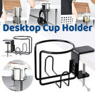 Clip-On Table Cup Holder Metal Cup Tray Adjustable Clip Anti-Slip Base Stable