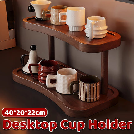 2 Tier Cup Holder Storage Rack Countertop for Kitchen Mugs Teacups Organizer