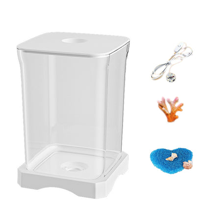 Desktop Betta Fish Tank Mini Aquarium Decor For Home Office Tabletop Fishbowl