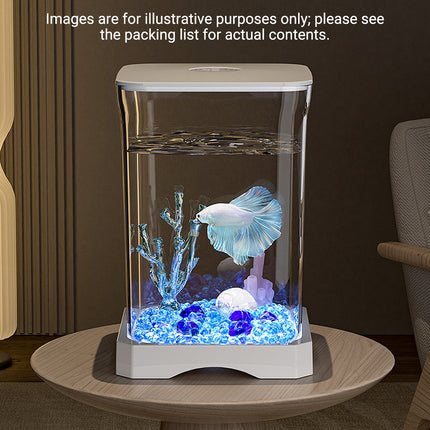 Desktop Betta Fish Tank Mini Aquarium Decor For Home Office Tabletop Fishbowl