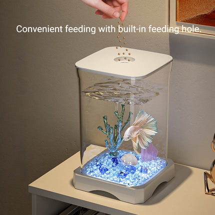 Desktop Betta Fish Tank Mini Aquarium Decor For Home Office Tabletop Fishbowl