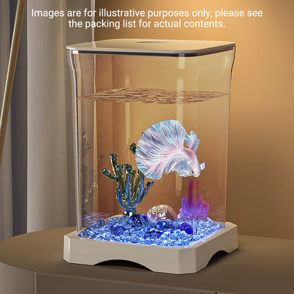 Desktop Betta Fish Tank Mini Aquarium Decor For Home Office Tabletop Fishbowl