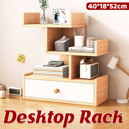 Multi Layer Storage Shelf Bookcase with Drawers Home Office Sturdy Space Saving