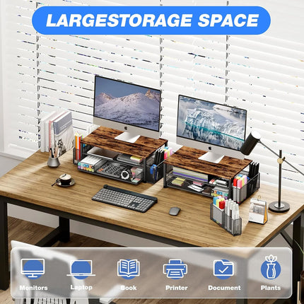 Computer Stand Riser With Drawer Storage Monitor Shelf For PC Laptop Workspace