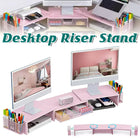 Desktop Computer Monitor Stand Riser Pink Drawer Side Baskets 70-103cm