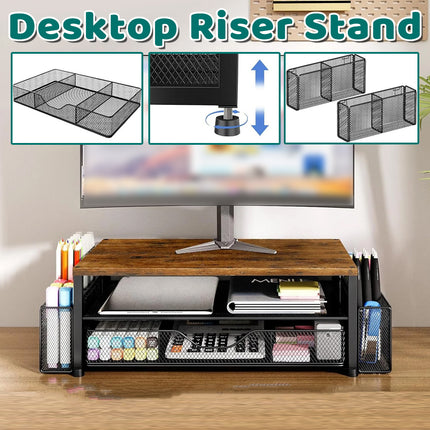 Computer Stand Riser With Drawer Storage Monitor Shelf For PC Laptop Workspace
