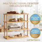 Natural Bamboo 4 Tier Desktop Shelf Bookshelf Storage Rack for Office Desk