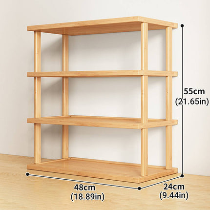Natural Bamboo 4 Tier Desktop Shelf Bookshelf Storage Rack for Office Desk
