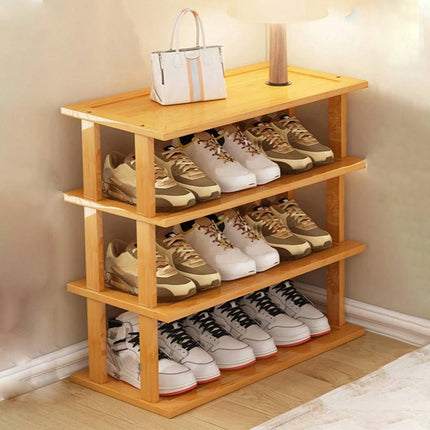 Natural Bamboo 4 Tier Desktop Shelf Bookshelf Storage Rack for Office Desk
