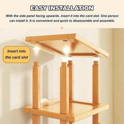 Natural Bamboo 4 Tier Desktop Shelf Bookshelf Storage Rack for Office Desk