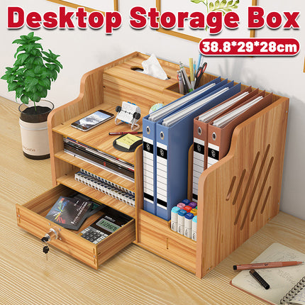 Desk Organiser Multilayer Storage Box with Tissue Holder and Pen Slots