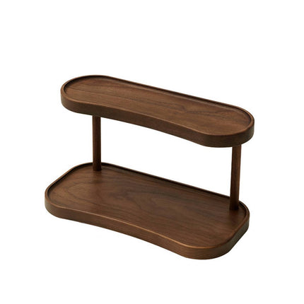 Natural Wood 2 Tier Desktop Storage Rack Ladder Shelf for Cosmetics Perfume