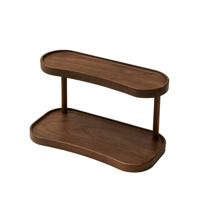 Two Tier Wood Desktop Storage Rack Vanity Shelf for Cosmetics Perfume