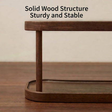 Natural Wood 2 Tier Desktop Storage Rack Ladder Shelf for Cosmetics Perfume