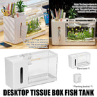 Desktop Aquarium Fish Tank Tissue Box Dispenser Pen Holder Storage Organizer