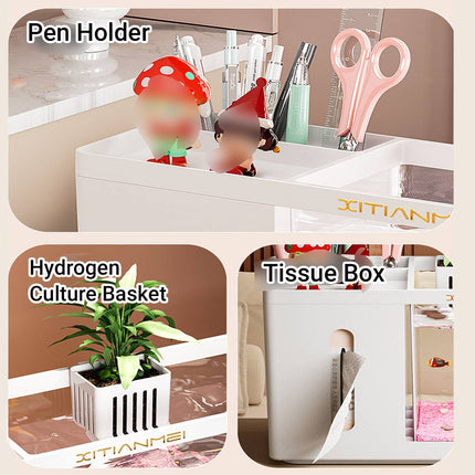 Desktop Aquarium Fish Tank Tissue Box Dispenser Pen Holder Storage Organizer