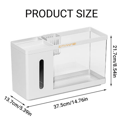Desktop Aquarium Fish Tank Tissue Box Dispenser Pen Holder Storage Organizer