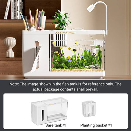 Desktop Aquarium Fish Tank Tissue Box Dispenser Pen Holder Storage Organizer