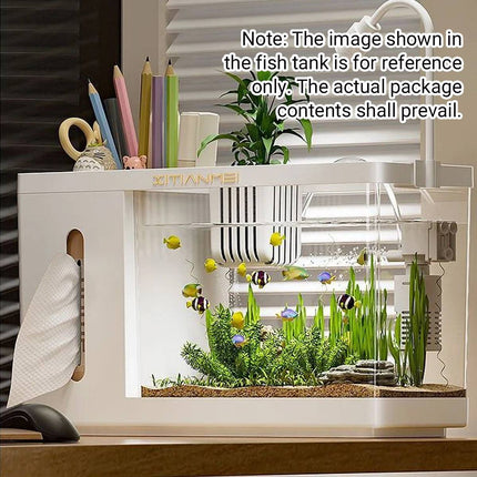 Desktop Aquarium Fish Tank Tissue Box Dispenser Pen Holder Storage Organizer