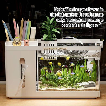 Desktop Aquarium Fish Tank Tissue Box Dispenser Pen Holder Storage Organizer