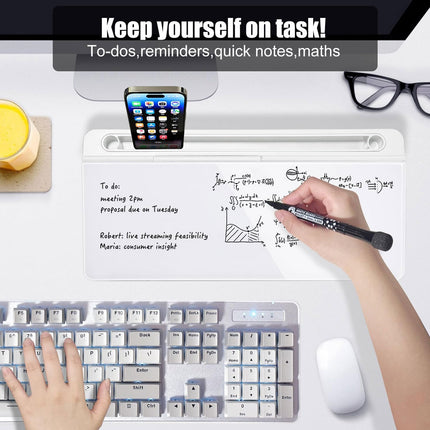 Desktop Whiteboard with Storage Tempered Glass Board for Office Home Notes