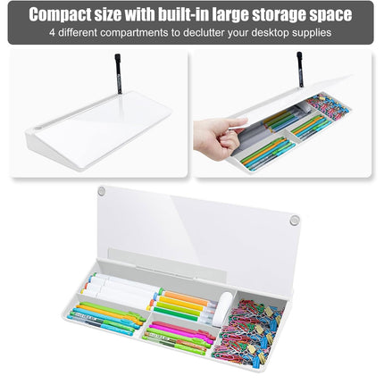 Desktop Whiteboard with Storage Tempered Glass Board for Office Home Notes