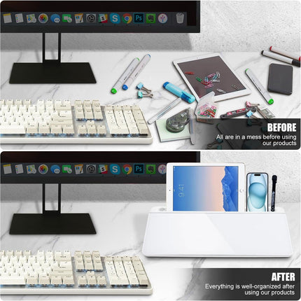 Desktop Whiteboard with Storage Tempered Glass Board for Office Home Notes