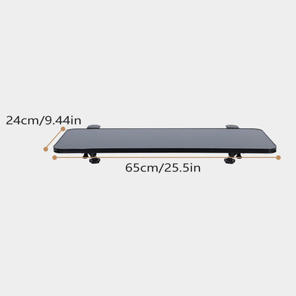 No Drill Desk Extension Tray 65cm Clamp On Foldable Shelf Black or Natural Wood