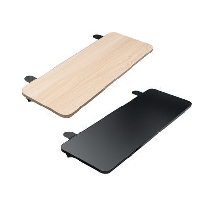 No Drill Desk Extension Tray 65cm Clamp On Foldable Shelf Black or Natural Wood