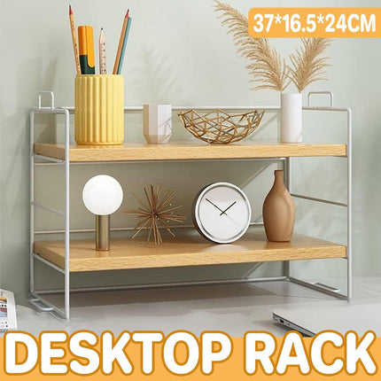 Double Layer Storage Shelf Desktop Organizer Cosmetics Stationery Rack for Desk